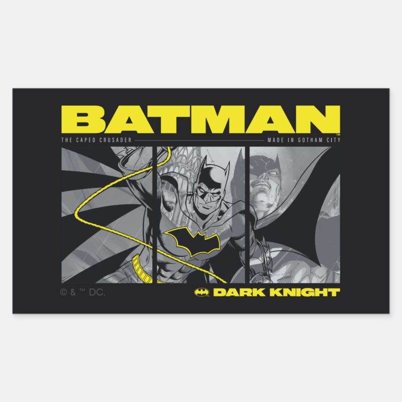 Batman Comic Tri Panel Graphic Rectangular Sticker Batman Comic Tri Panel Graphic Rectangular Sticker