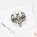 Batman Cowl And Skull Crest Classic Round Sticker