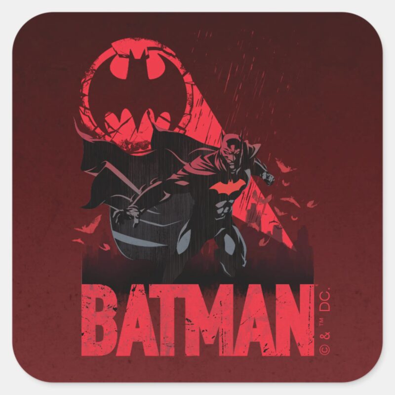 Batman Crimson Bat Signal Square Sticker Batman Crimson Bat Signal Square Sticker