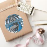 Batman Dark Knight Blue Grey Logo Classic Round Sticker