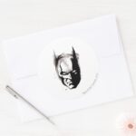 Batman Drawn Face Classic Round Sticker