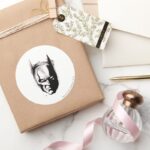 Batman Drawn Face Classic Round Sticker