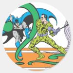 Batman Fights Riddler Classic Round Sticker