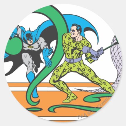 Batman Fights Riddler Classic Round Sticker