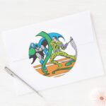 Batman Fights Riddler Classic Round Sticker
