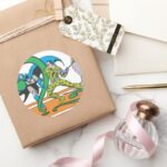 Batman Fights Riddler Classic Round Sticker