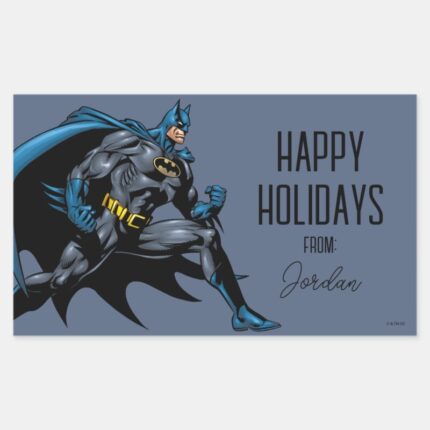 Batman Fists Happy Holidays Rectangular Sticker