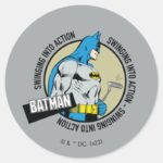 Batman Golfing Swinging Into Action Classic Round Sticker