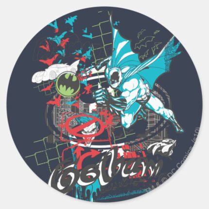 Batman Gotham Guardian Lineart Collage Classic Round Sticker
