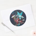 Batman Gotham Guardian Lineart Collage Classic Round Sticker