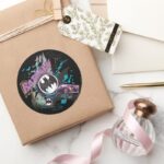 Batman Gotham Skyline Sketch Classic Round Sticker