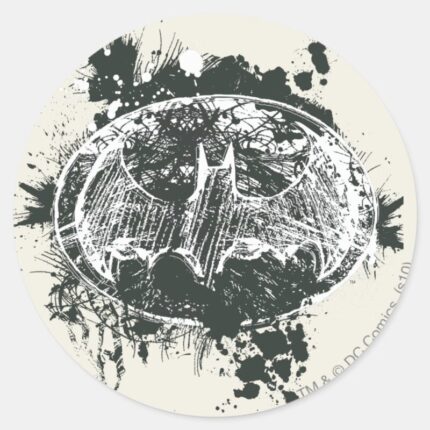Batman Grunge Splatter Sketch Classic Round Sticker