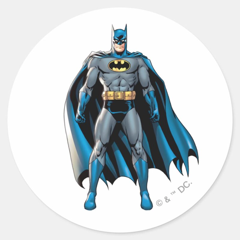 Batman Heroic Stance Classic Round Sticker Batman Heroic Stance Classic Round Sticker