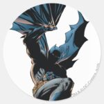 Batman Jumping Down Action Shot Classic Round Sticker