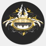 Batman Logo With Cars Classic Round Sticker
