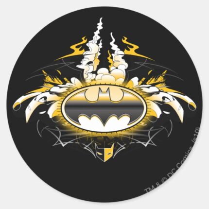 Batman Logo With Cars Classic Round Sticker