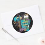 Batman Neon The Dark Knight Collage Classic Round Sticker