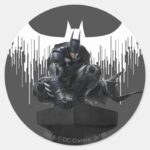 Batman Perched On A Pillar Classic Round Sticker
