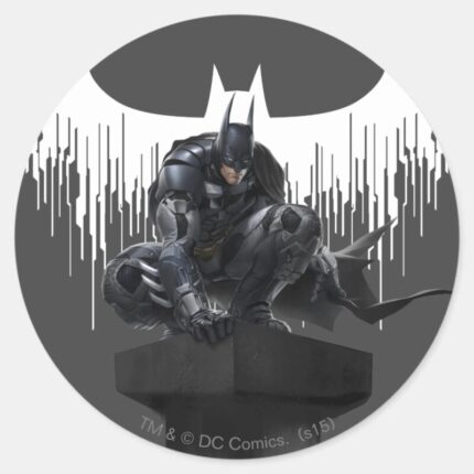 Batman Perched On A Pillar Classic Round Sticker
