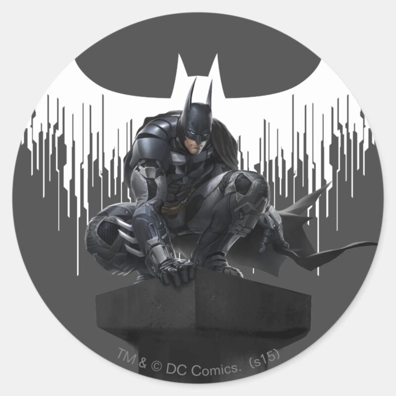 Batman Perched On A Pillar Classic Round Sticker Batman Perched On A Pillar Classic Round Sticker