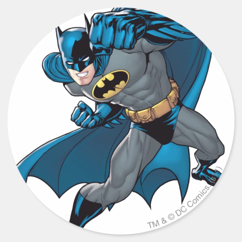 Batman Punch Classic Round Sticker Batman Punch Classic Round Sticker