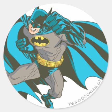 Batman Punching 1 Classic Round Sticker