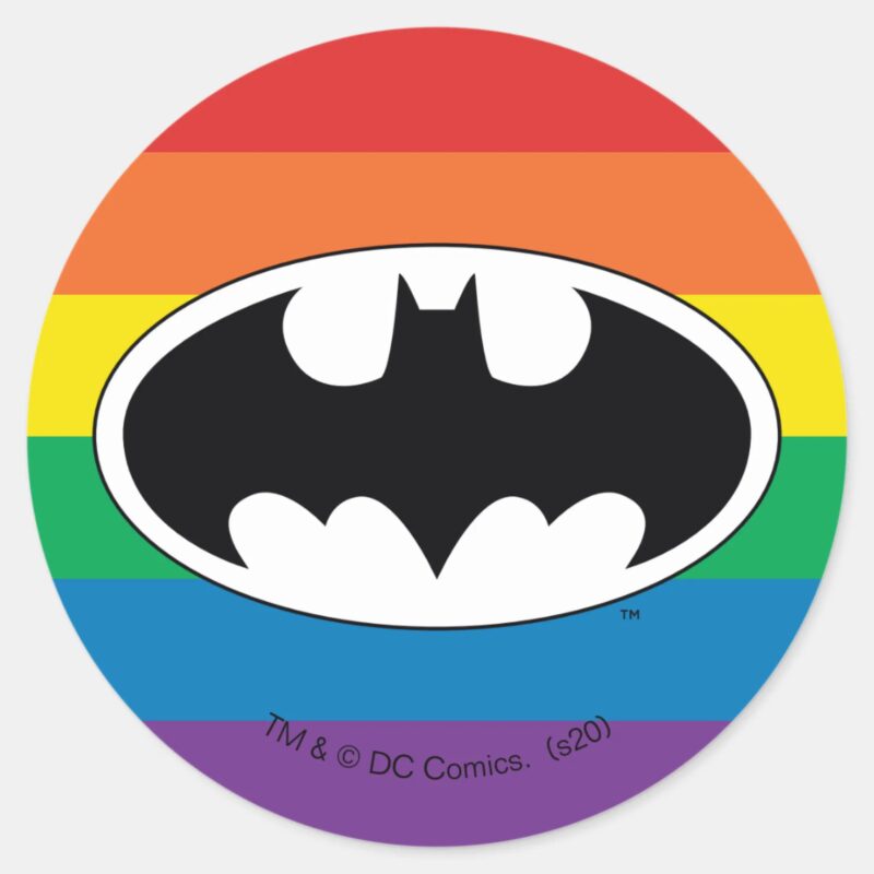 Batman Rainbow Logo Classic Round Sticker Batman Rainbow Logo Classic Round Sticker