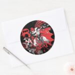 Batman Red And Black Collage Classic Round Sticker