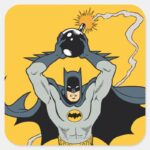 Batman Running With Bomb Square Sticker