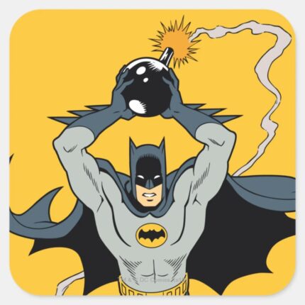 Batman Running With Bomb Square Sticker