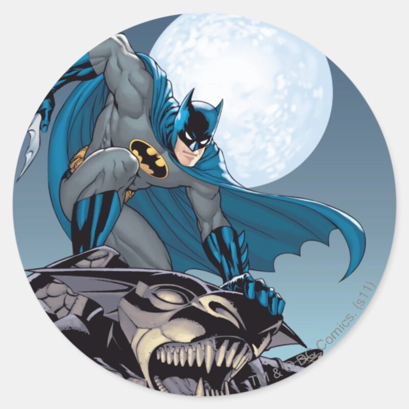 Batman Scenes Gargoyle Classic Round Sticker Batman Scenes Gargoyle Classic Round Sticker