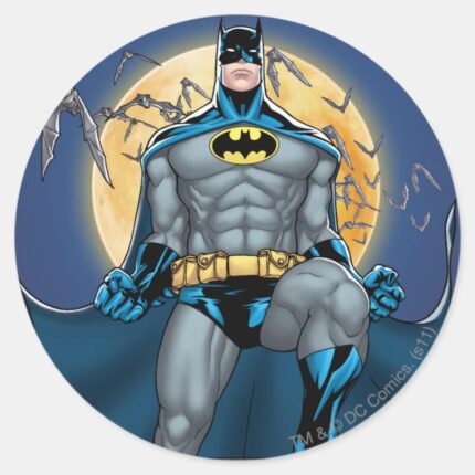 Batman Scenes Moon Front View Classic Round Sticker