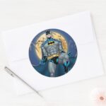 Batman Scenes Moon Front View Classic Round Sticker