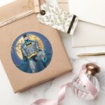 Batman Scenes Moon Front View Classic Round Sticker