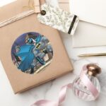 Batman Scenes Tower Classic Round Sticker