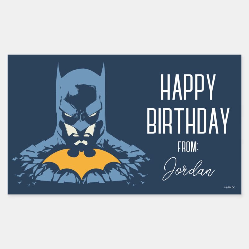Batman Shattered Bust With Gold Happy Holidays Rectangular Sticker Batman Shattered Bust With Gold Happy Holidays Rectangular Sticker