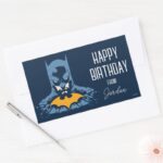 Batman Shattered Bust With Gold Happy Holidays Rectangular Sticker