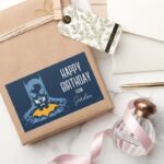 Batman Shattered Bust With Gold Happy Holidays Rectangular Sticker