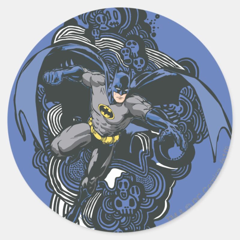 Batman Skulls Ink Doodle 2 Classic Round Sticker Batman Skulls Ink Doodle 2 Classic Round Sticker