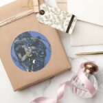 Batman Skulls Ink Doodle 2 Classic Round Sticker