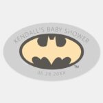 Batman Super Hero Baby Shower Oval Sticker