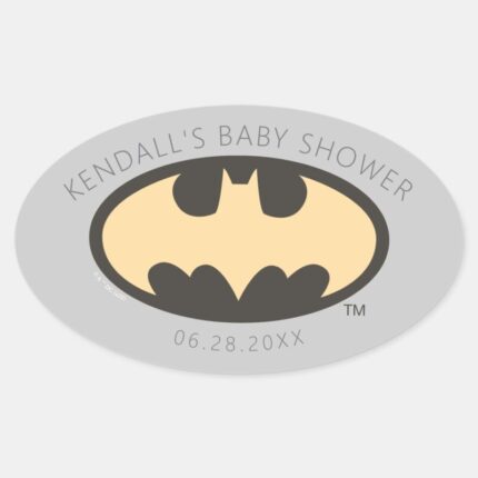 Batman Super Hero Baby Shower Oval Sticker