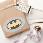 Batman Super Hero Baby Shower Oval Sticker