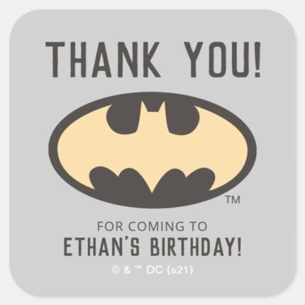 Batman Super Hero First Birthday Thank You Square Sticker