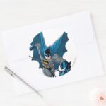 Batman Swings From Rope Classic Round Sticker