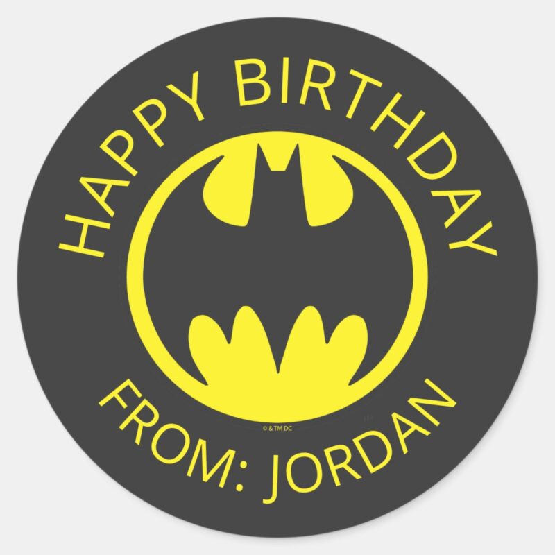 Batman Symbol Bat Circle Logo Happy Birthday Classic Round Sticker