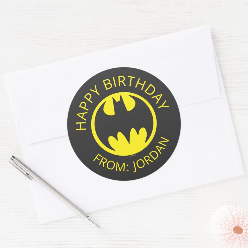 Batman Symbol Bat Circle Logo Happy Birthday Classic Round Sticker