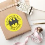 Batman Symbol Bat Circle Logo Merry Christmas Classic Round Sticker