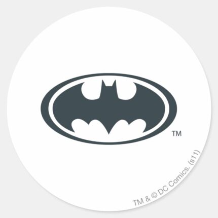 Batman Symbol Black And White Logo Classic Round Sticker