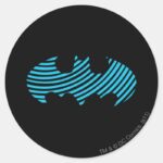Batman Symbol Blue Striped Logo Classic Round Sticker